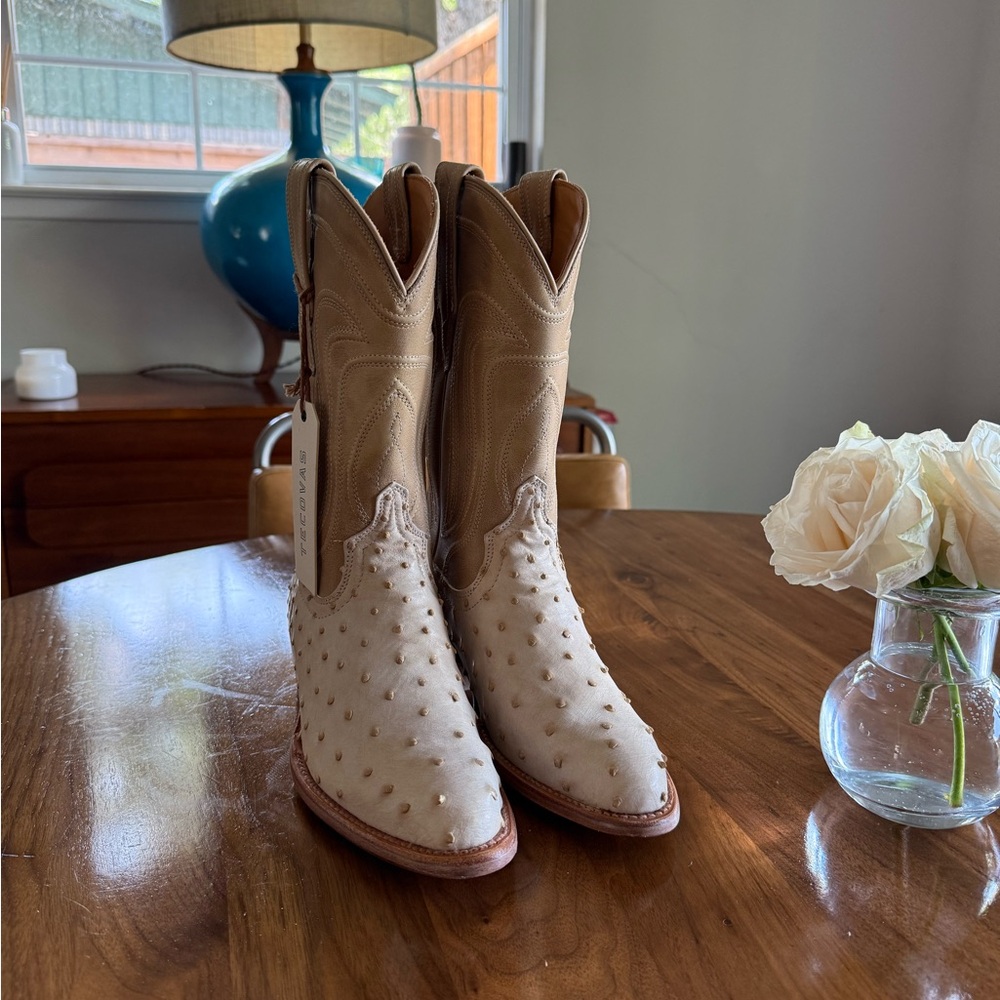 Tecovas OG Jamie Pearl Ostrich boots size 6.5 NEW WITH TAGS